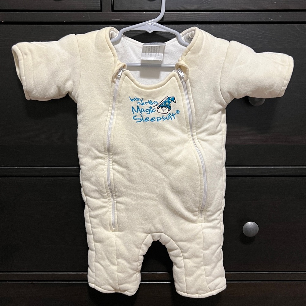 Baby Merlin's Magic Sleepsuit Cotton swaddle Cream 3-6 Months 12-18 lbs